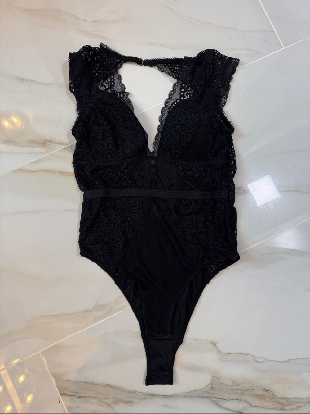 Black Lace V-Neck Bodysuit
